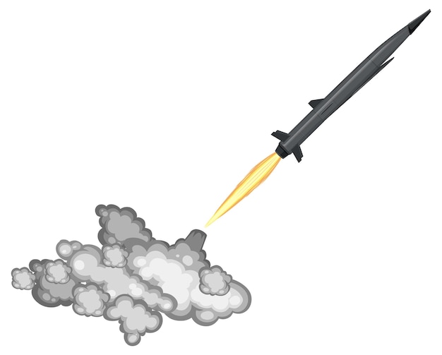 無料ベクター 煙の軌跡を伴う極超音速ミサイルの発射