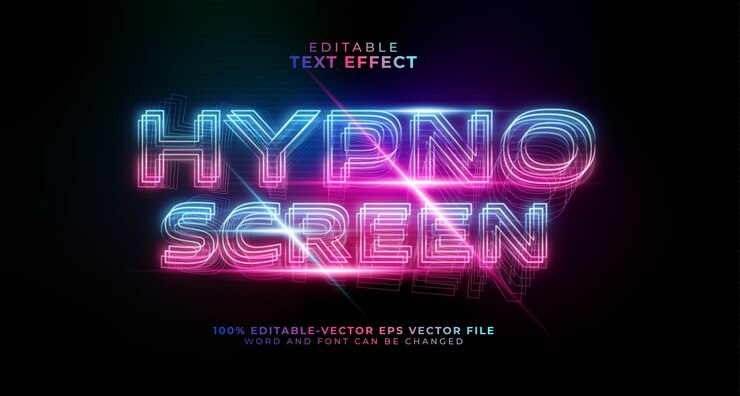 Бесплатный Вектор редактируемый текстовый эффект hypno screen gradient