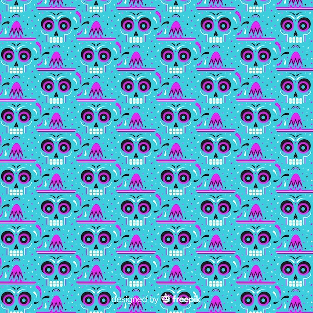 Free vector hypnotic skull eyes dia de muertos pattern