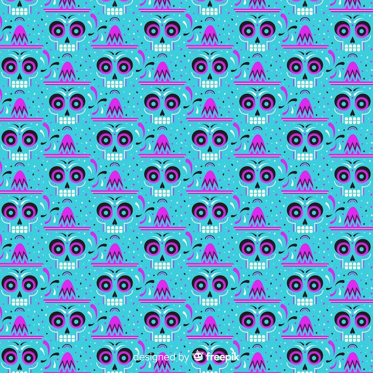 Free Vector hypnotic skull eyes dia de muertos pattern