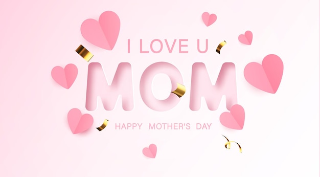 Free vector i love mom. mothers day greeting card with flowers