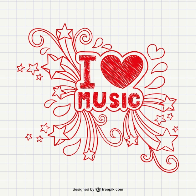 Free vector i love music vector