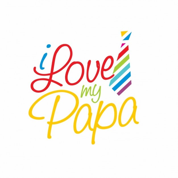 Free vector i love my dad text with a colorful tie with stripes