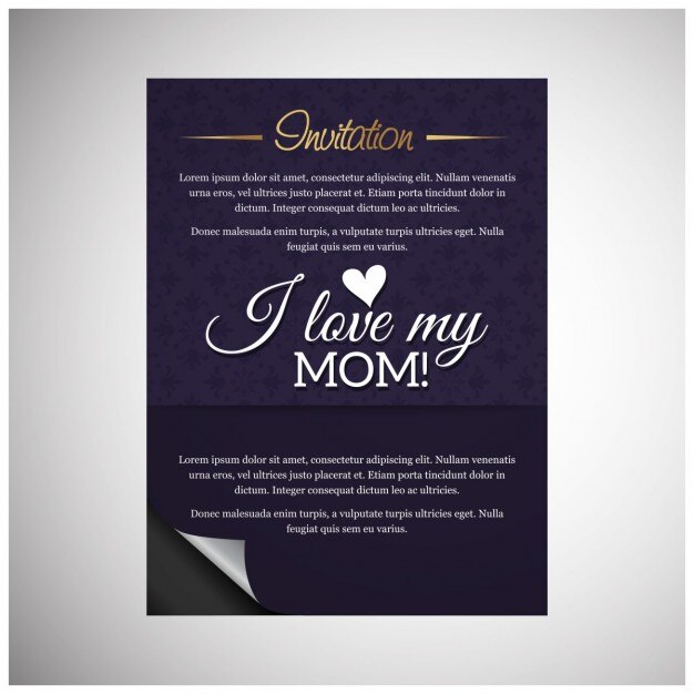 Free vector i love my mom invitation card