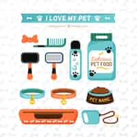 Vettore gratuito i love my pet elementi