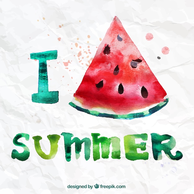 Free vector i love summer in watercolor style