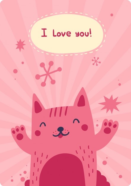 Free vector i love you card with happyness cat