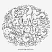 Free vector i love you message and doodles