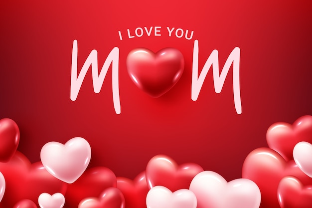 Free vector i love you mom! happy mother's day! greeting card