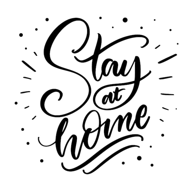 Free vector i stay at home lettering
