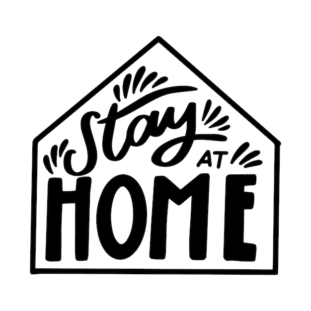 Free vector i stay at home lettering