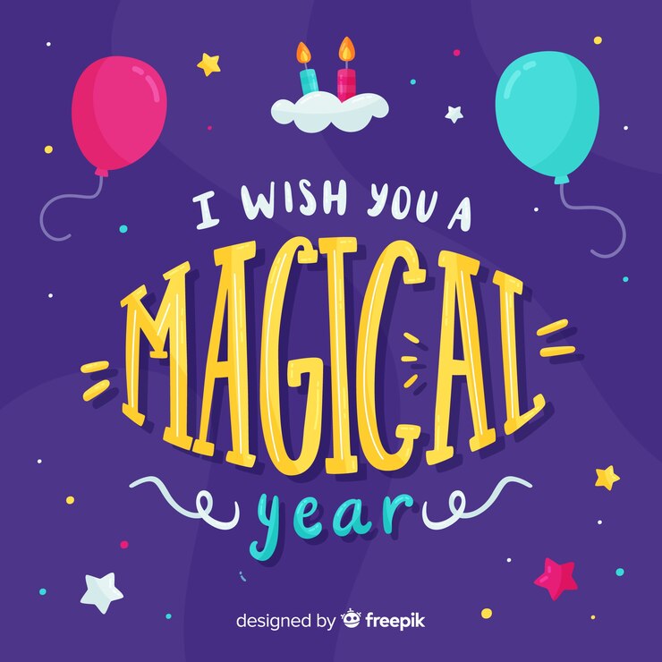 Free Vector i wish you a magical year birthday card