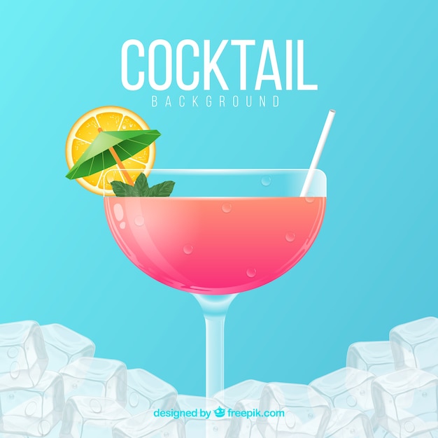 Ice background with cocktail