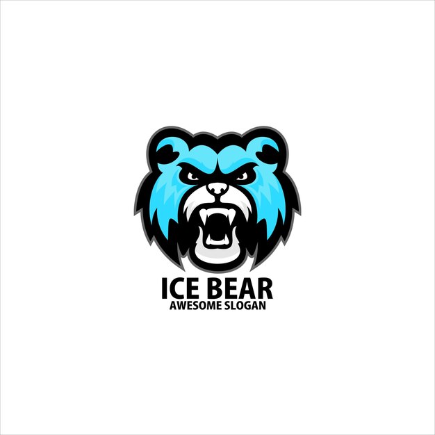 Free vector ice bear logo gaming esport design mascot