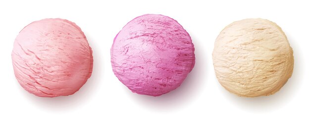 Ice cream ball realistic vector scoop sundae