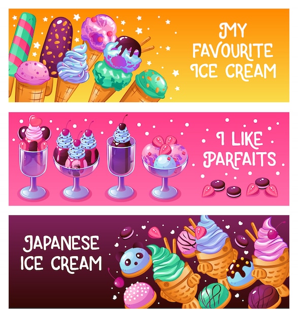 Free vector ice cream banners