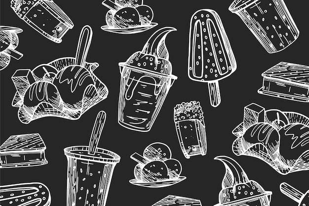 Ice cream blackboard background