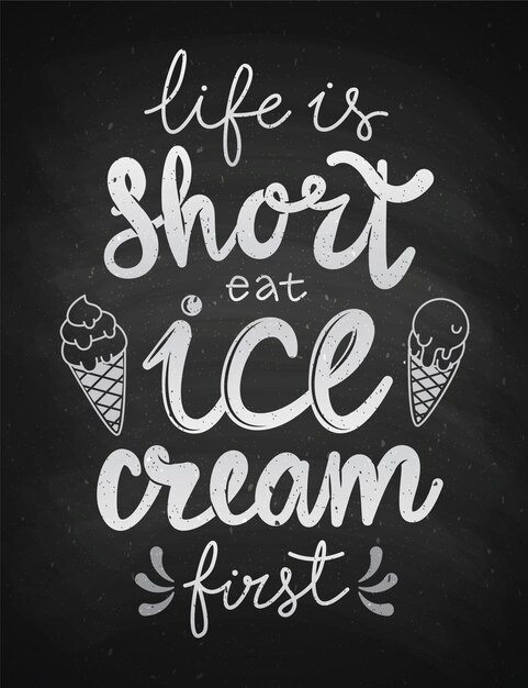 Ice cream blackboard lettering hand drawn