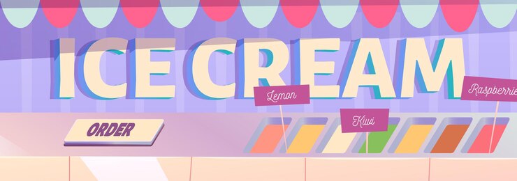 Free Vector ice cream cartoon banner icecream assortment ad