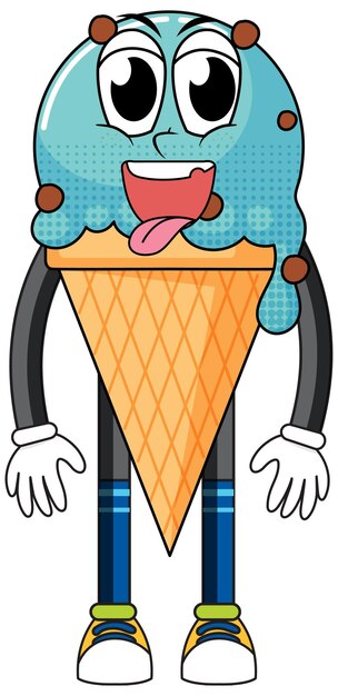 Vettore gratuito personaggio dei cartoni animati di gelato su sfondo bianco