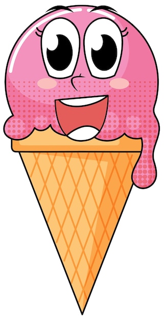 Free vector ice cream cartoon character on white background