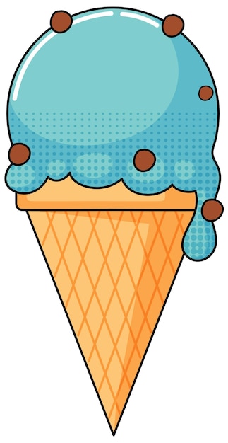 Ice cream cartoon character on white background