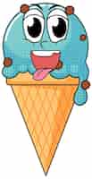 Free vector ice cream cartoon character on white background
