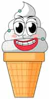 Free vector ice cream cartoon character on white background