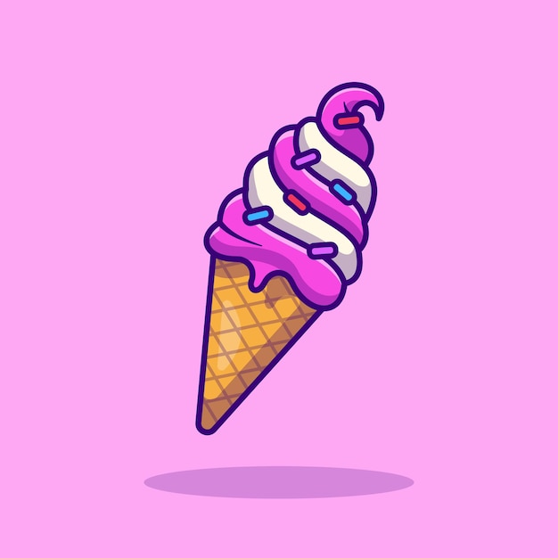 アイスクリーム漫画ベクトルアイコンイラスト。デザート食品アイコンの概念分離ベクトル。フラット漫画スタイル