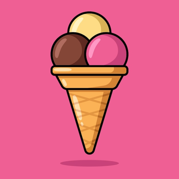 Ice Cream Coloured Outline