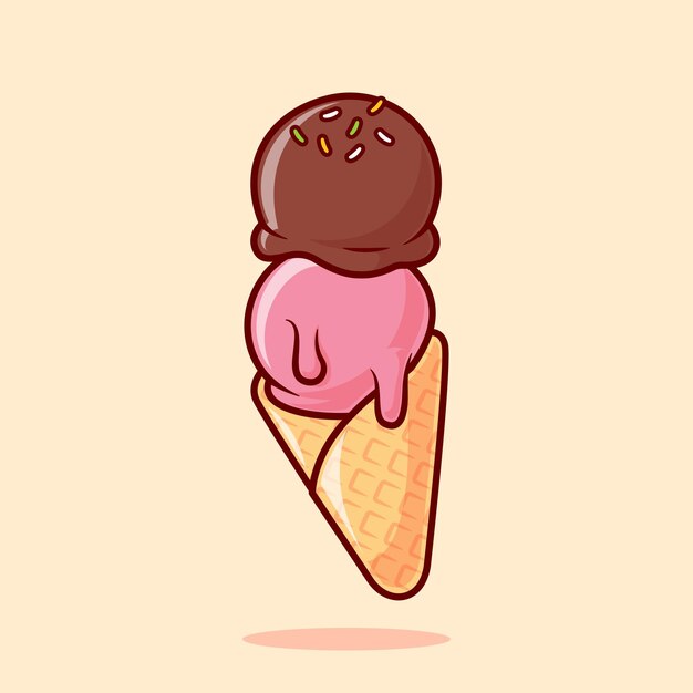 Ice Cream Cone Floating Cartoon Vector Icon Illustration Food Object Icon Concept Isolated Flat