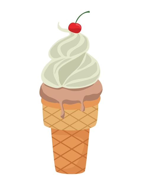 Vettore gratuito cono gelato con disegno isolato icona di frutta