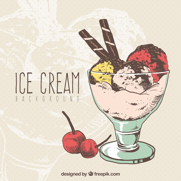 Free vector ice cream cup illustration background