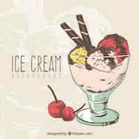 Vettore gratuito sfondo di illustrazione della tazza di gelato