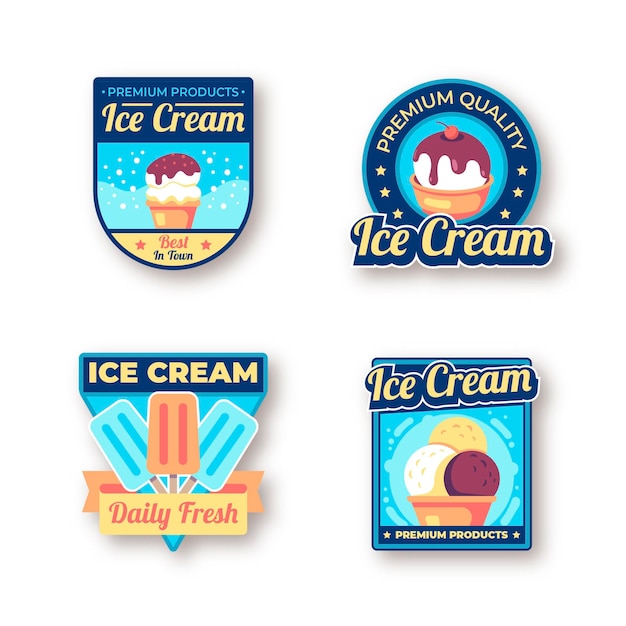 Ice cream flat design label pack