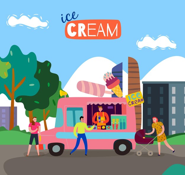 아이스크림 식품 트럭 카트