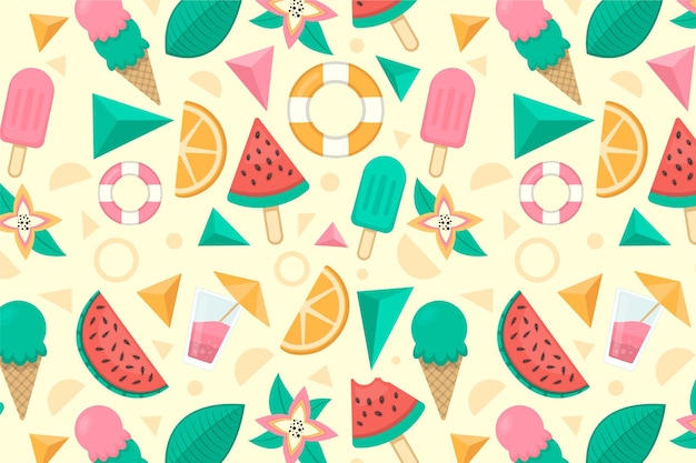 Ice cream and fruit zoom background