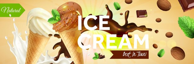 Ice cream horizontal ads template