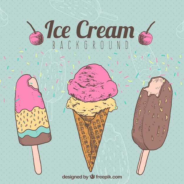 Бесплатное векторное изображение Мороженое иллюстрированный фон