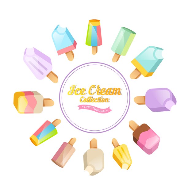 Free vector ice cream illustration. ice cream sundae on background. ice cream set.