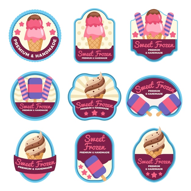 Free vector ice cream label collection