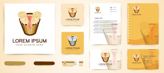 Ice cream melted logo and business branding template designs inspiration isolated on white background