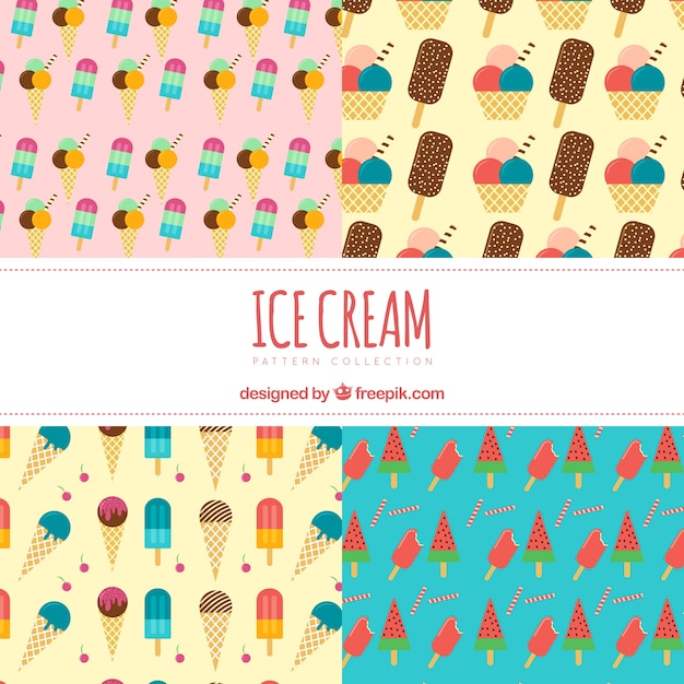 Free vector ice cream patterns in flat design