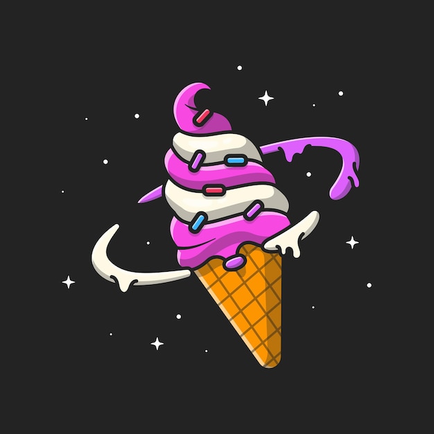 Ice Cream Planet. Flat Cartoon Style