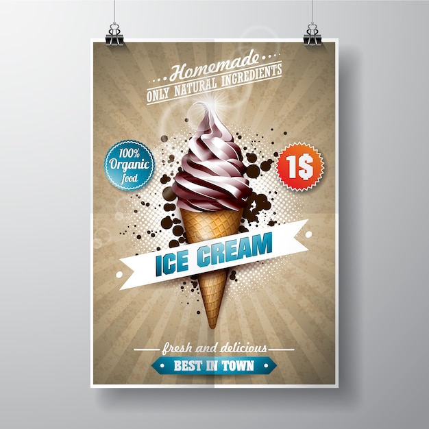 Бесплатное векторное изображение Дизайн постеров для мороженого