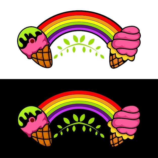 Vettore gratuito gelato arcobaleno icona logo design