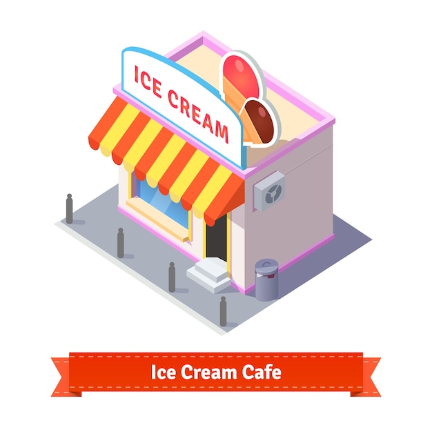 Free vector ice cream restaurant and shop building