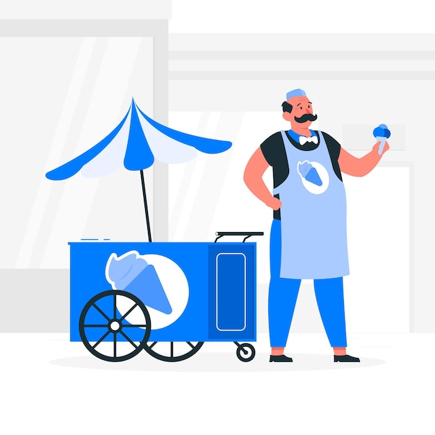 Free vector ice cream seller concept illustration