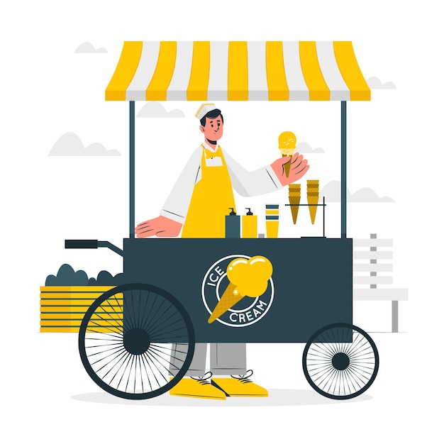 Vettore gratuito illustrazione di concetto del venditore di gelato