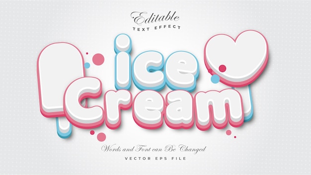 Free vector ice cream text effect